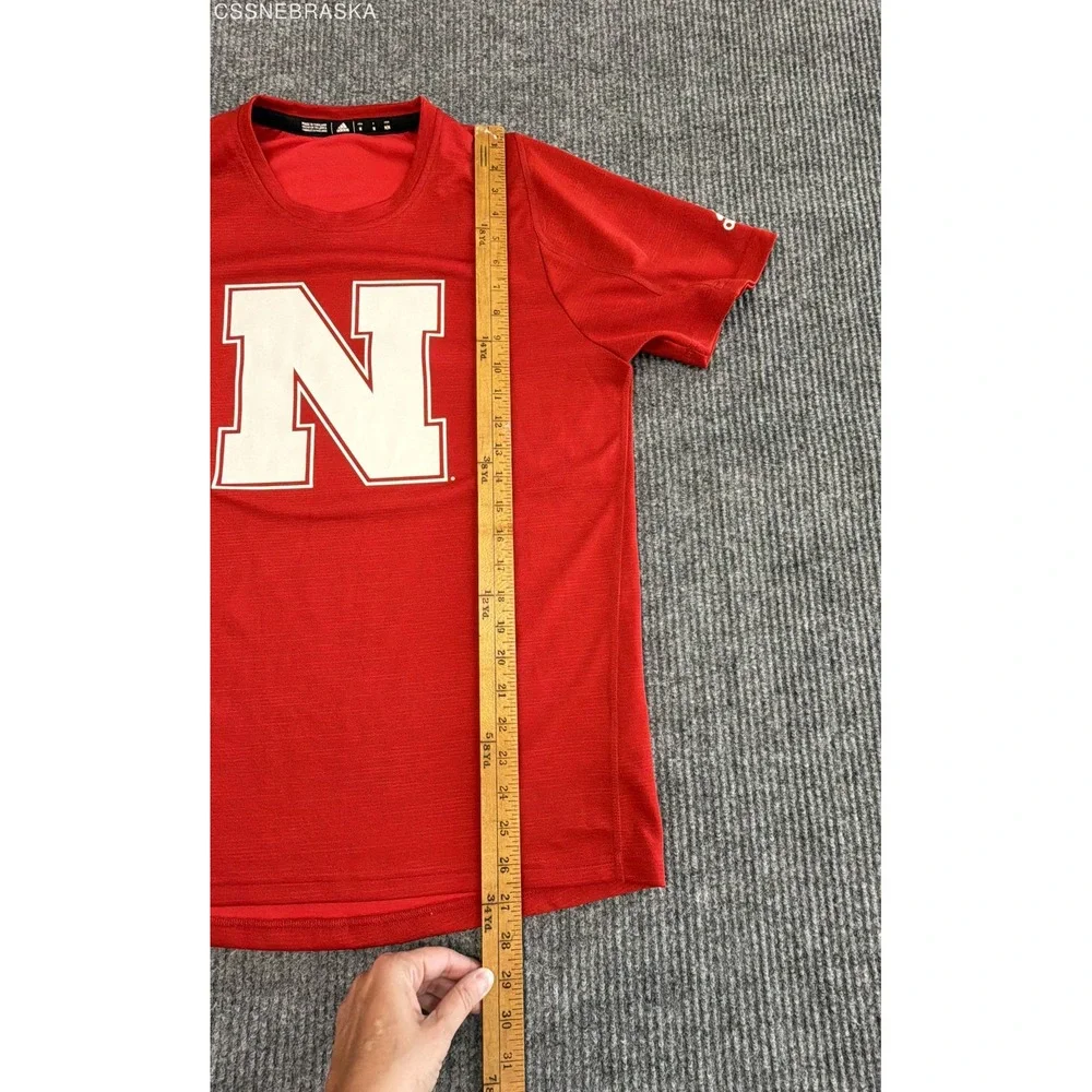 Adidas Red Nebraska Cornhuskers T-Shirt Men Red White Block N Short Sleeve -M